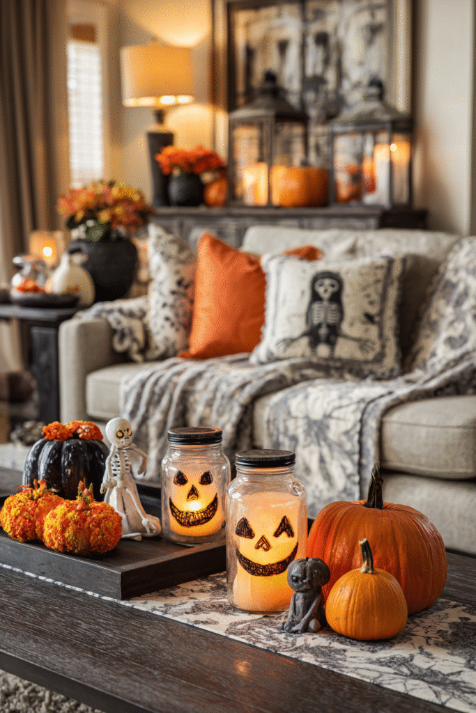 Family Room Sectional Fall Halloween Decor Comfort Zone