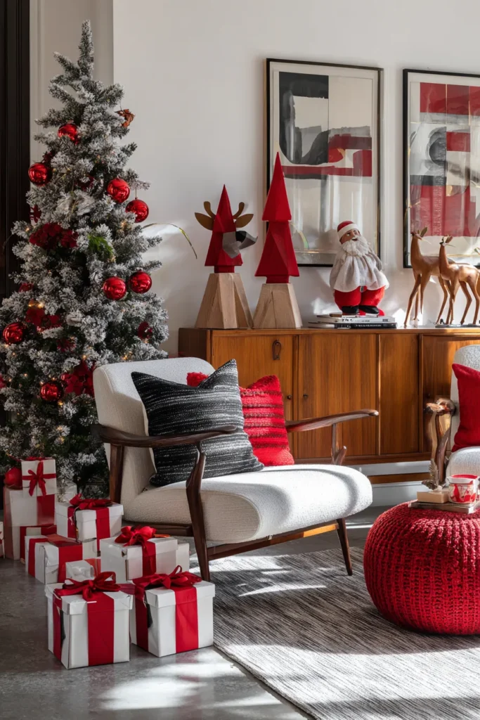 Mid-Century Modern Retro Christmas Living Room