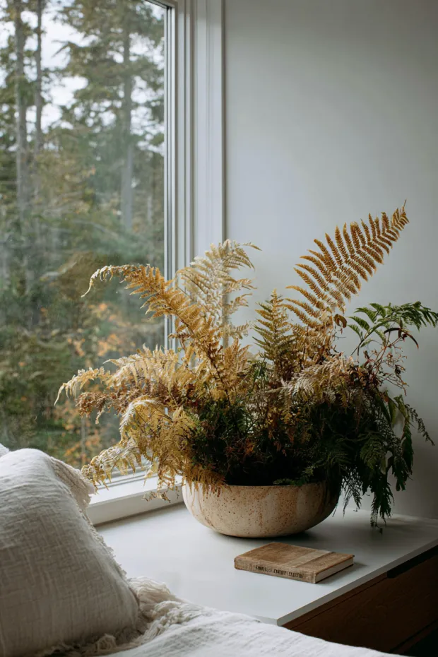 Minimalist Fall Bedroom Biophilic Design