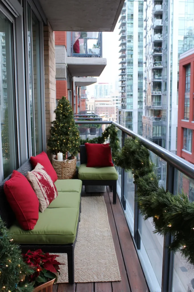 Small Apartment Balcony Christmas Decor with Space-Saving Solutions