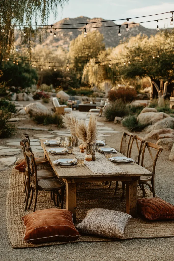 String Lights Over Outdoor Table