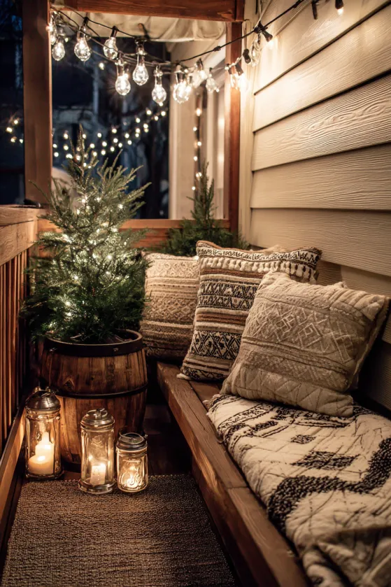 Balcony Corner Christmas Reading Nook