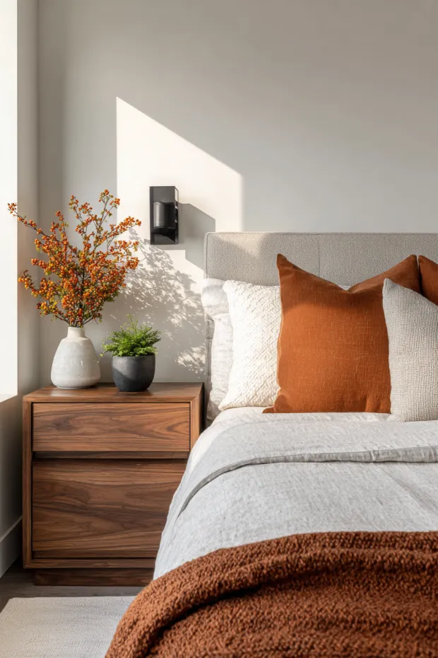 Minimalist Fall Bedroom Seasonal Transition
