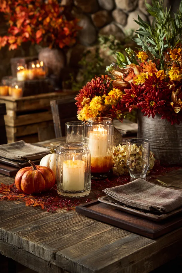 Transitional Rustic Autumn Flexible Table
