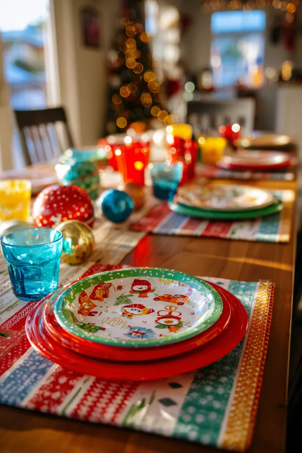 Kids’ Christmas Dining Table with Fun Playful Holiday Design