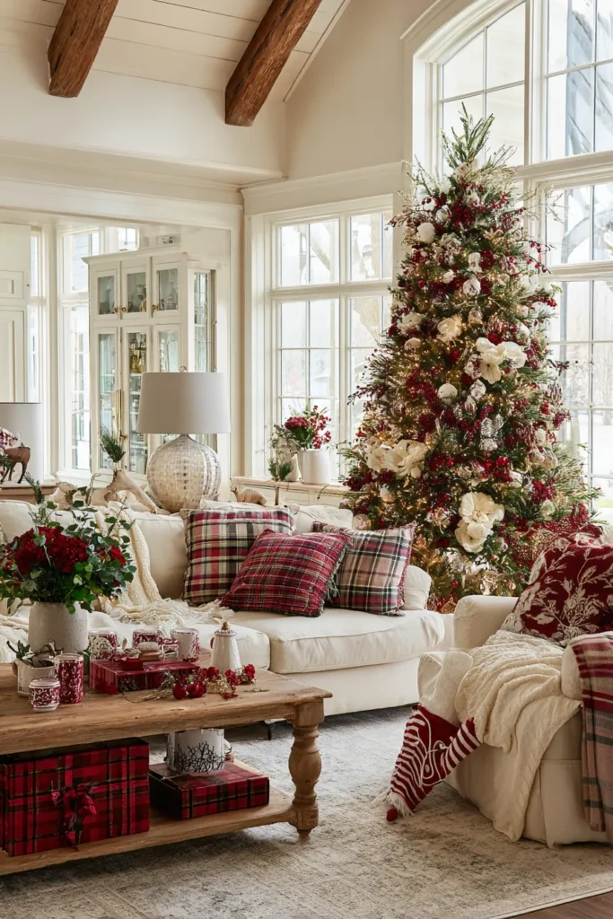 Classic Red-and-Green Timeless Holiday Living Room