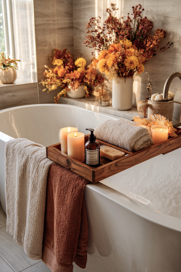 Fall Bathtub Retreat Styling