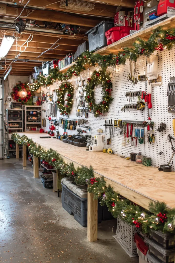 Garage Christmas Workshop Santa's Helper Setup