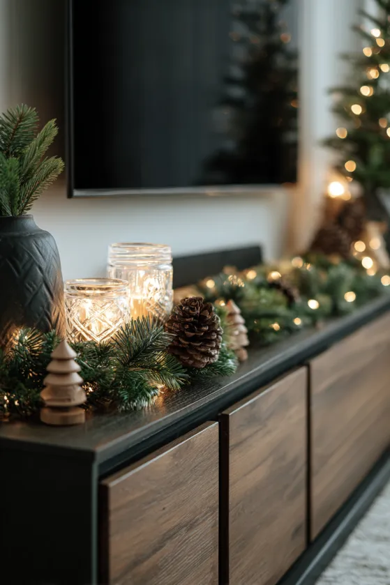 Living Room TV Console Garland Display