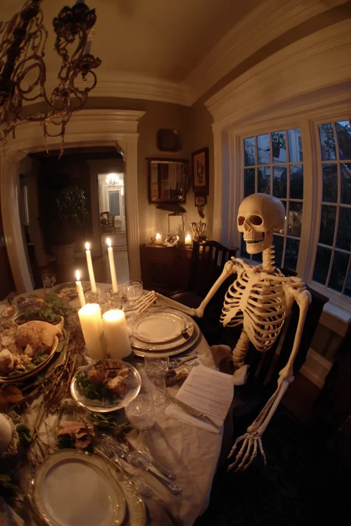 Skeleton Halloween Dining Setup