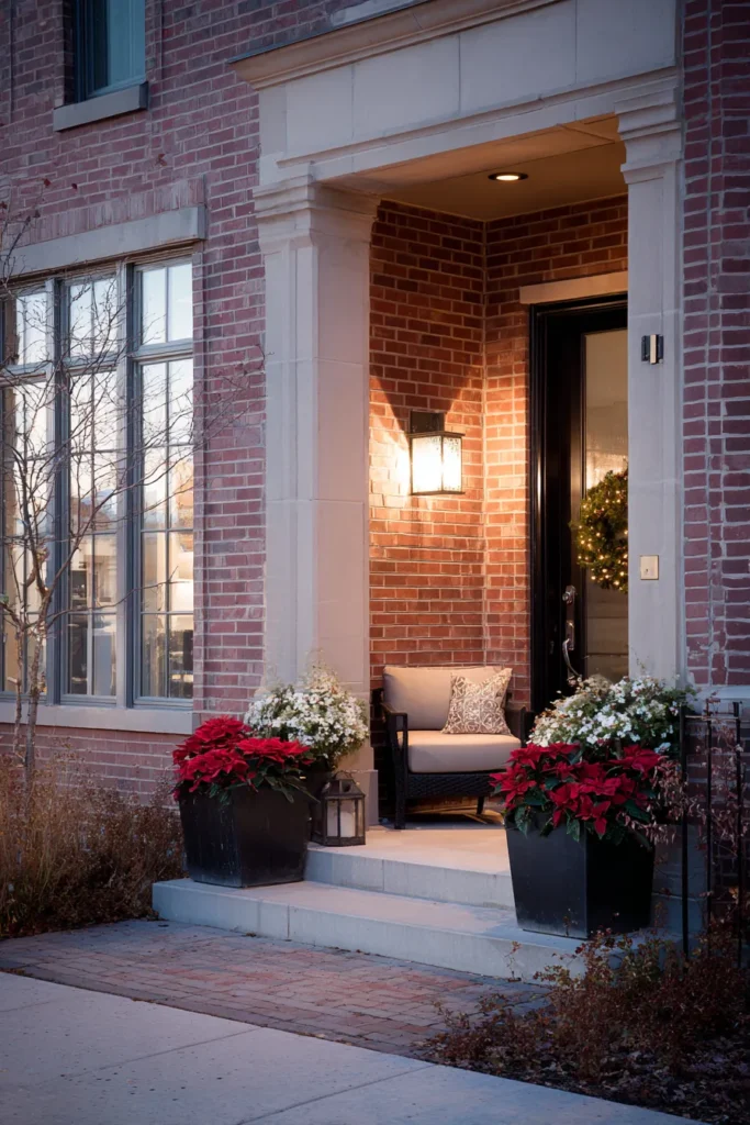 Sophisticated Urban Townhouse Christmas Porch Decor
