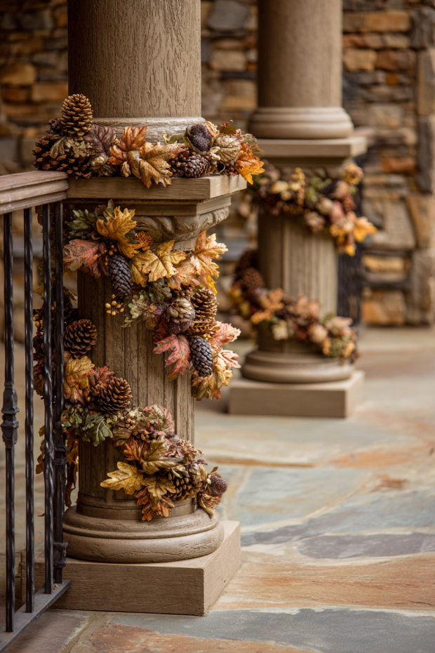 Column-Wrapped Fall Garland
