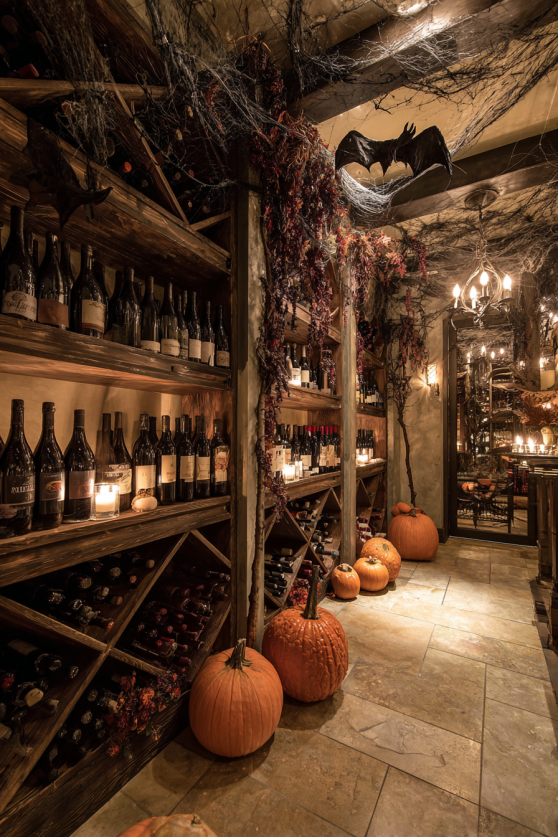 Halloween Wine Cellar Horror Setup