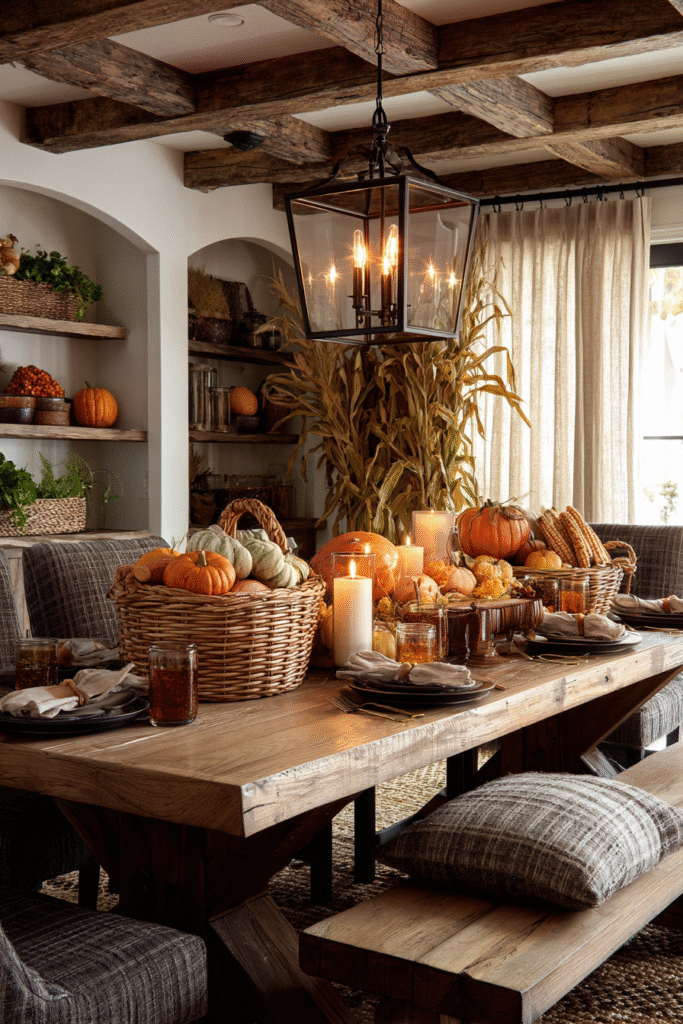 Harvest Abundance Thanksgiving Decorations Table Setting