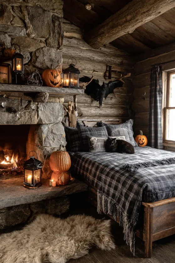 Log Cabin Cozy Halloween Room