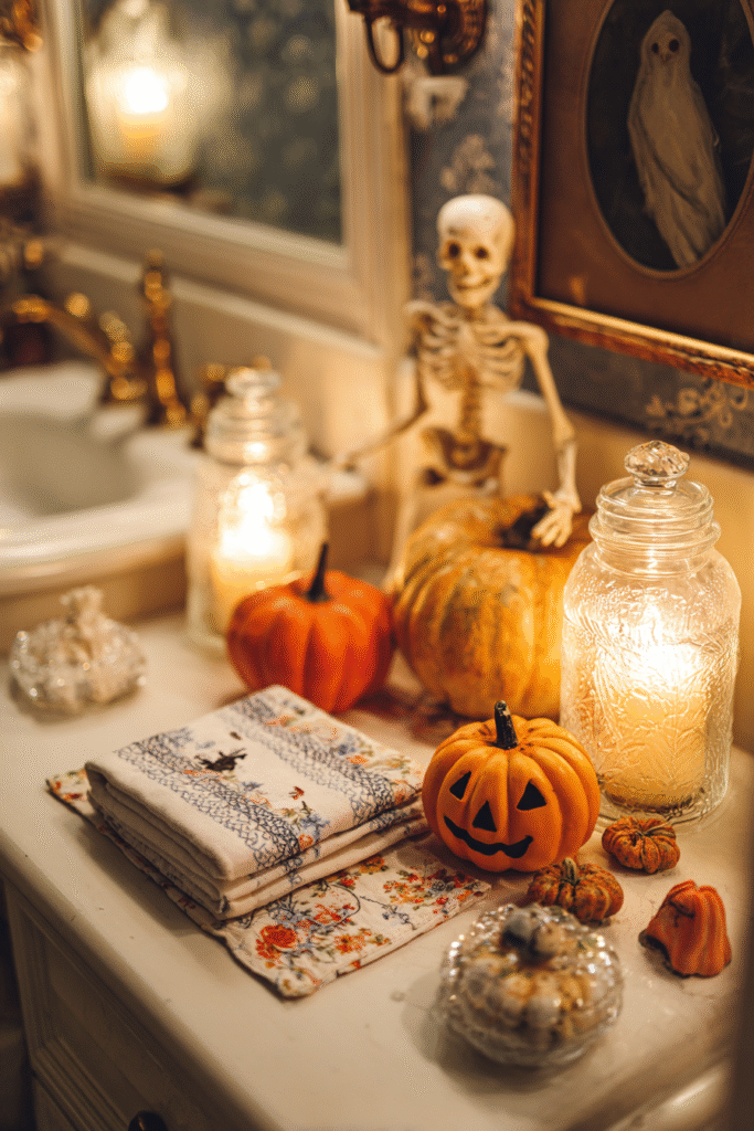 Powder Room Fall Halloween Decor Guest Experience