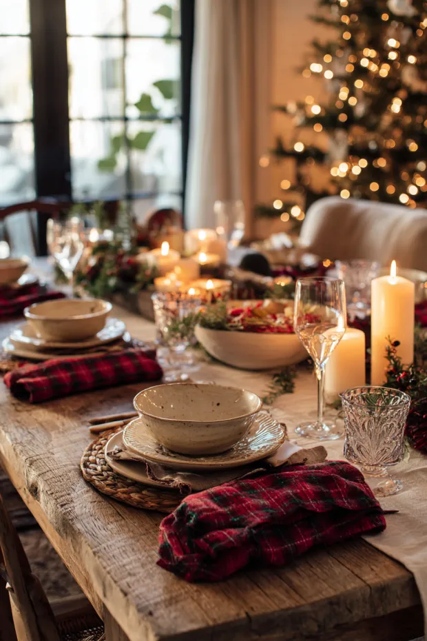 Casual Family Christmas Dining Table with Warm Relaxed Atmosphere