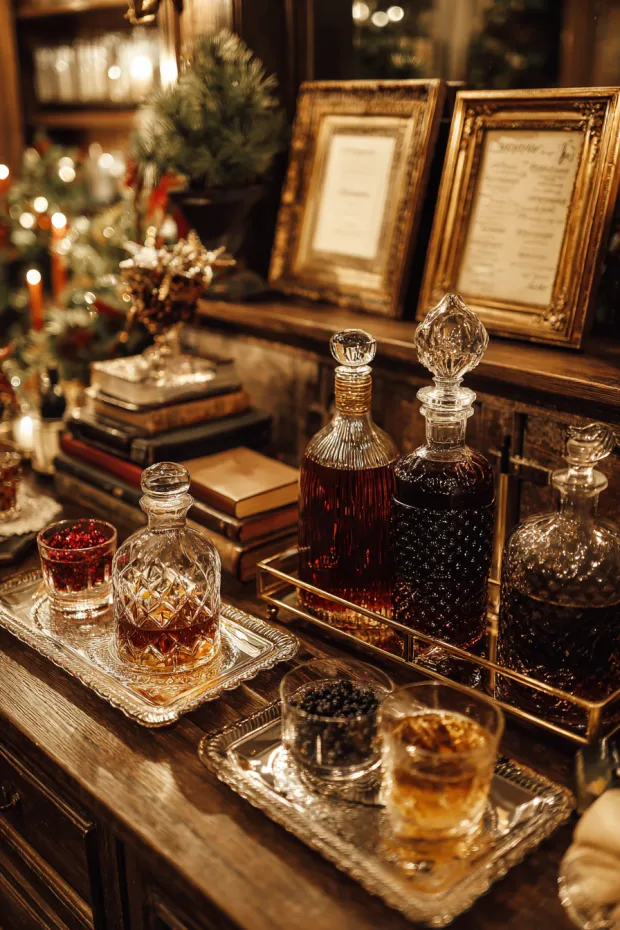 Sophisticated Wine Cellar Christmas with Vintage Barware
