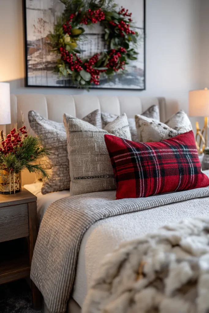 Couples Christmas Compromise- His-and-Hers Red-Accent Holiday Bedroom