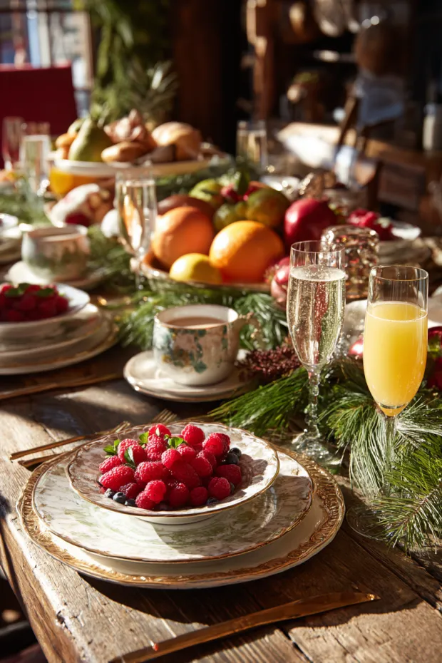 Brunch Christmas Dining Table with Cheerful Morning Festivities
