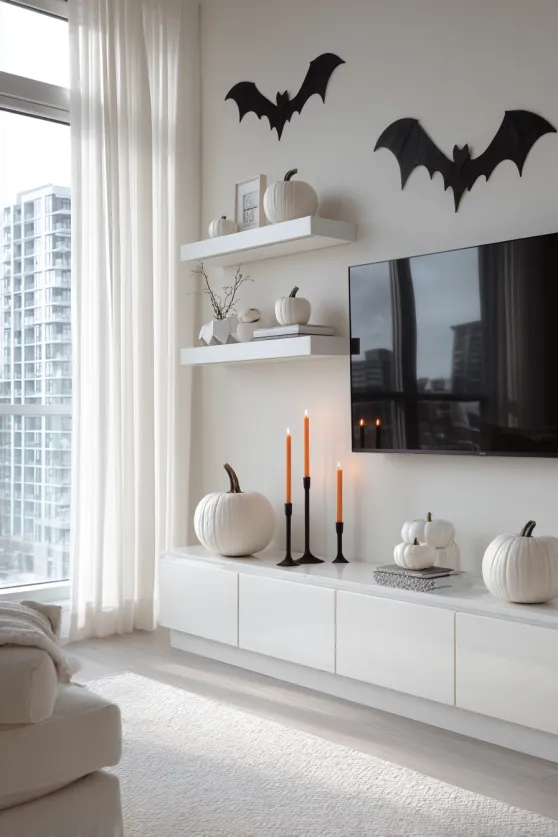 Minimalist Halloween TV Floating Shelves
