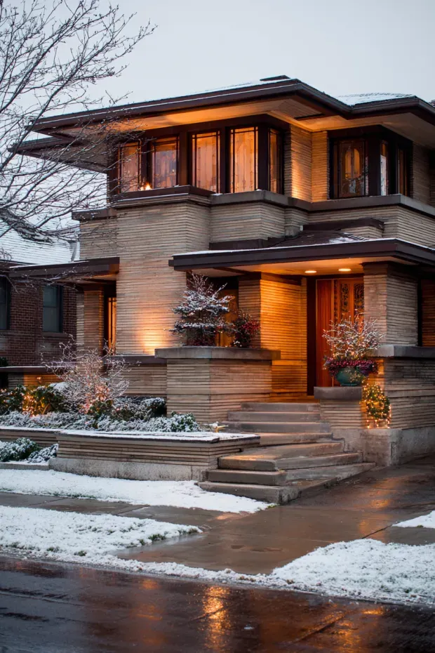 Prairie Style Home with Organic Seasonal Architectural Harmony