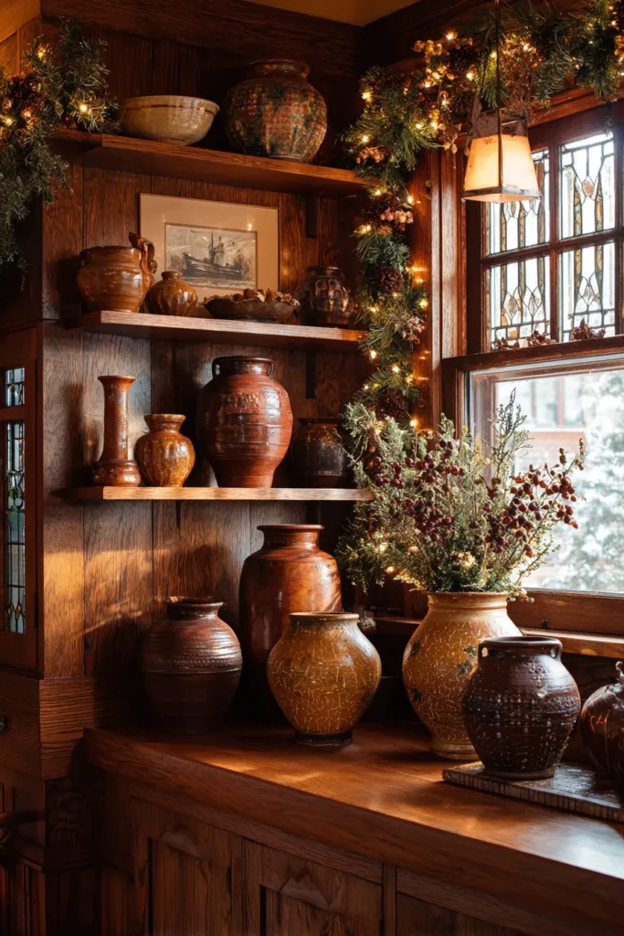 Show Handmade Pottery with Wood