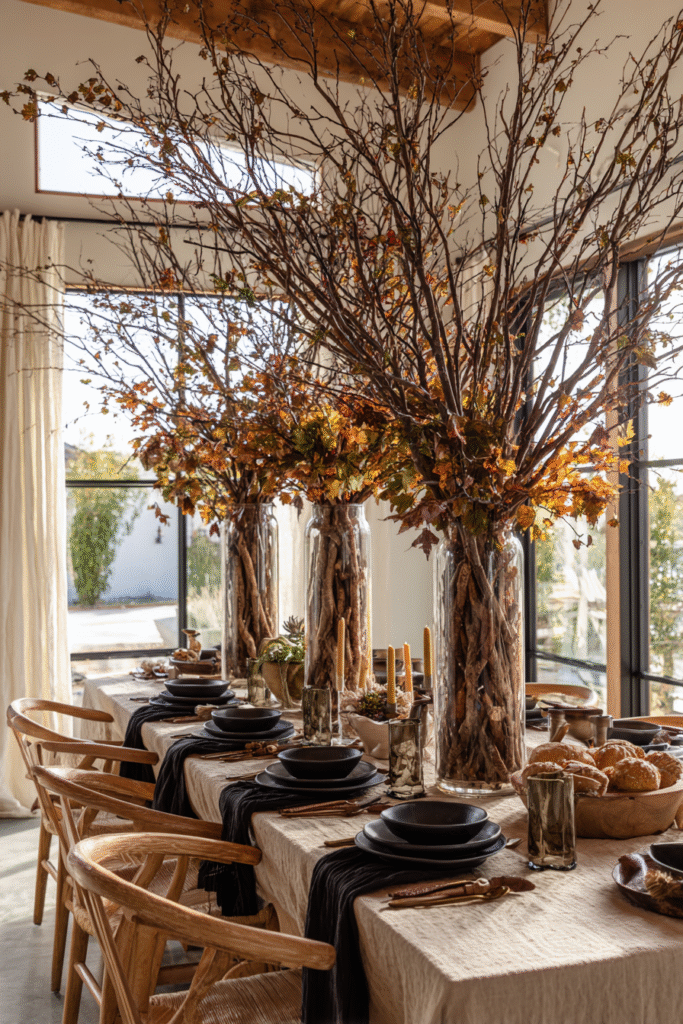Branches and Twigs Thanksgiving Decorations Table Setting