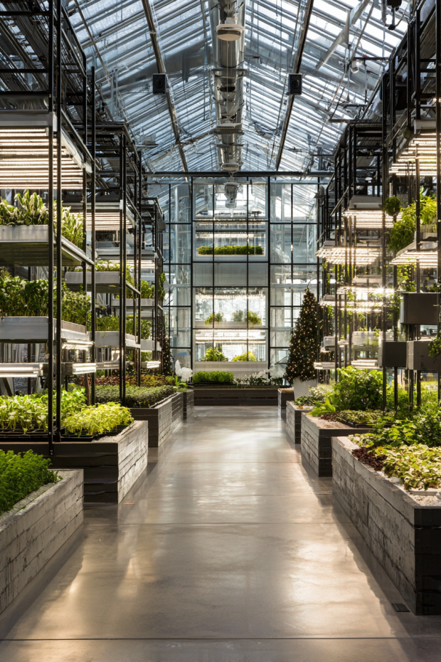 Climate-Controlled Greenhouse Plant Display System