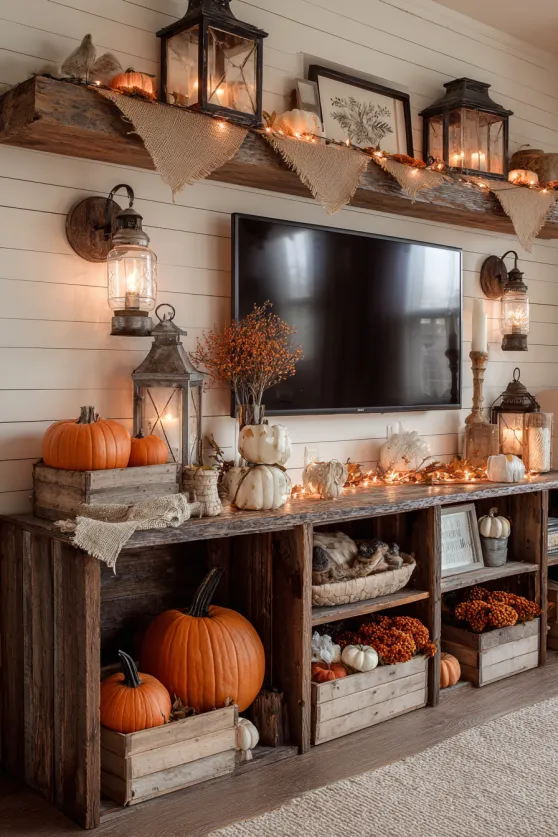 Farmhouse Halloween TV Entertainment Center