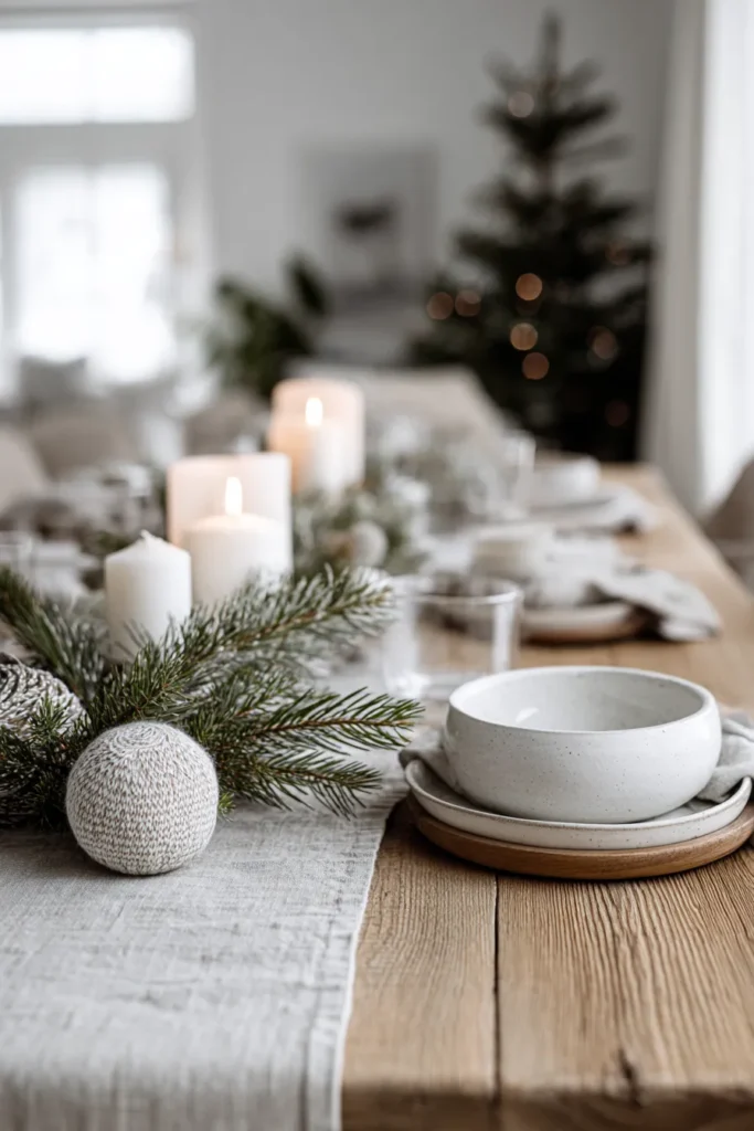 Set Scandinavian Linen Table Runner