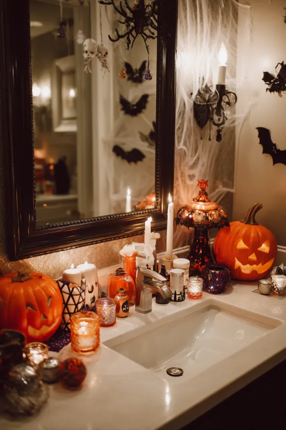 Contemporary Minimalist Halloween Bathroom