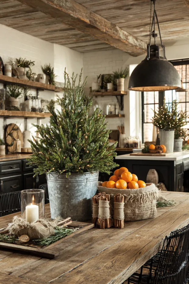 Galvanized Bucket Pine Tabletop Tree