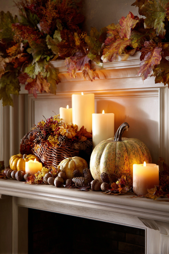 Harvest Abundance Fall Mantel Decorating Ideas