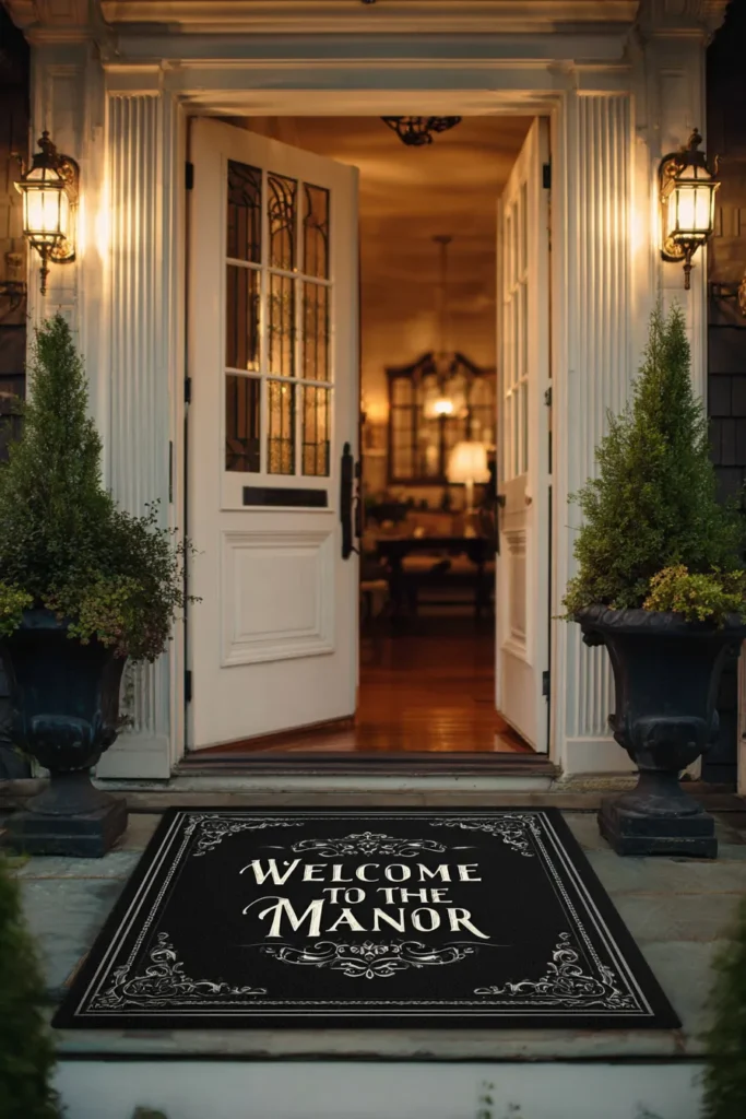 Haunted Mansion Welcome Mat Setup