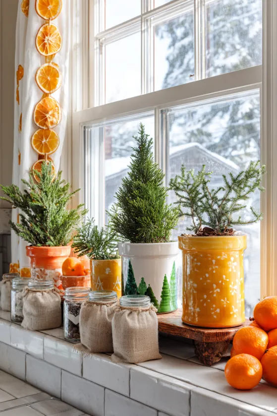 Kitchen Window Sill Christmas Garden Display