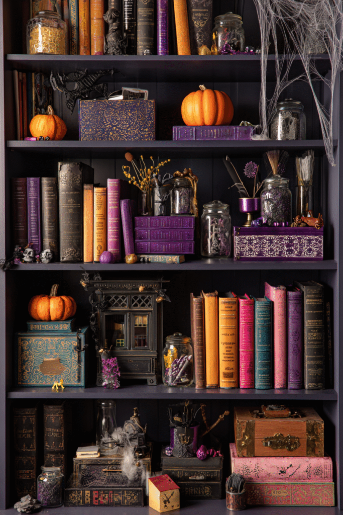 Hobby Room Halloween Spooky Bookcase and Decor Ideas