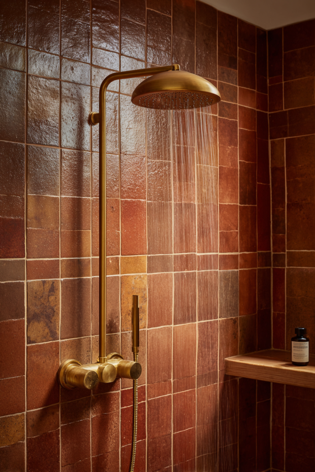 Warm-Toned Fall Shower Design