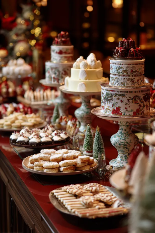 Dessert Christmas Dining Table with Sweet Confectionery Wonderland
