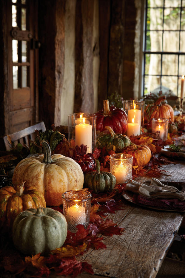 Cascading Pumpkin Mercury Glass Centerpiece