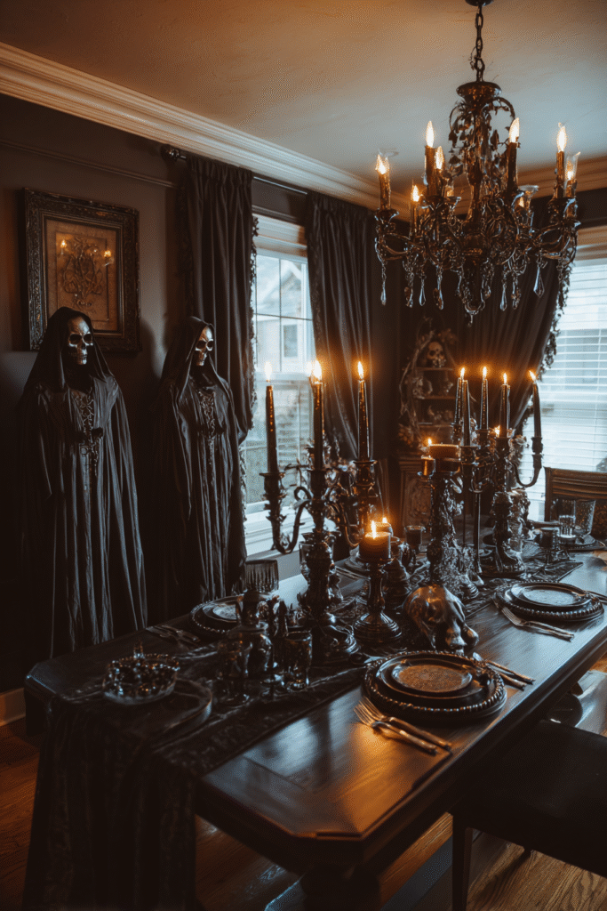 Terrible Halloween Party Decor Ideas Dramatic Gothic Setup