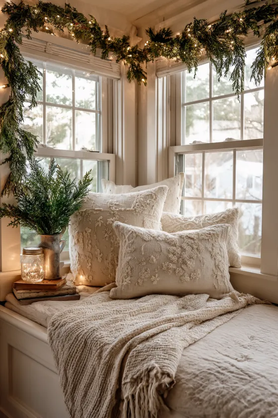 Bedroom Window Seat Christmas Reading Corner