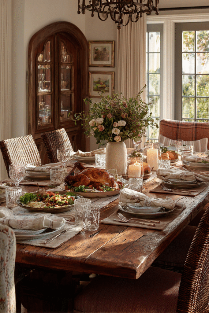 Family Style Thanksgiving Decorations Table Setting