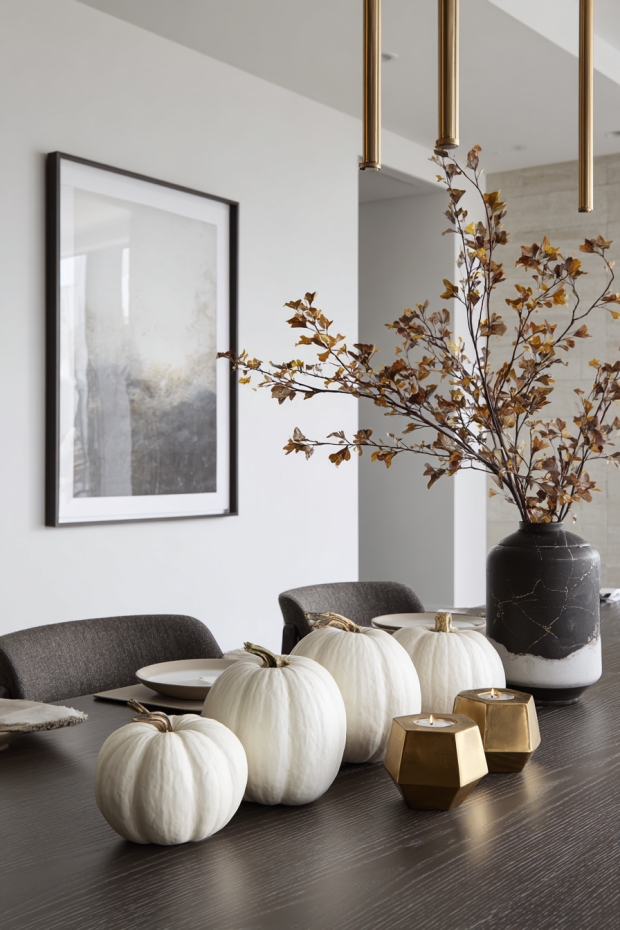 Linear White Pumpkin Geometric Displays