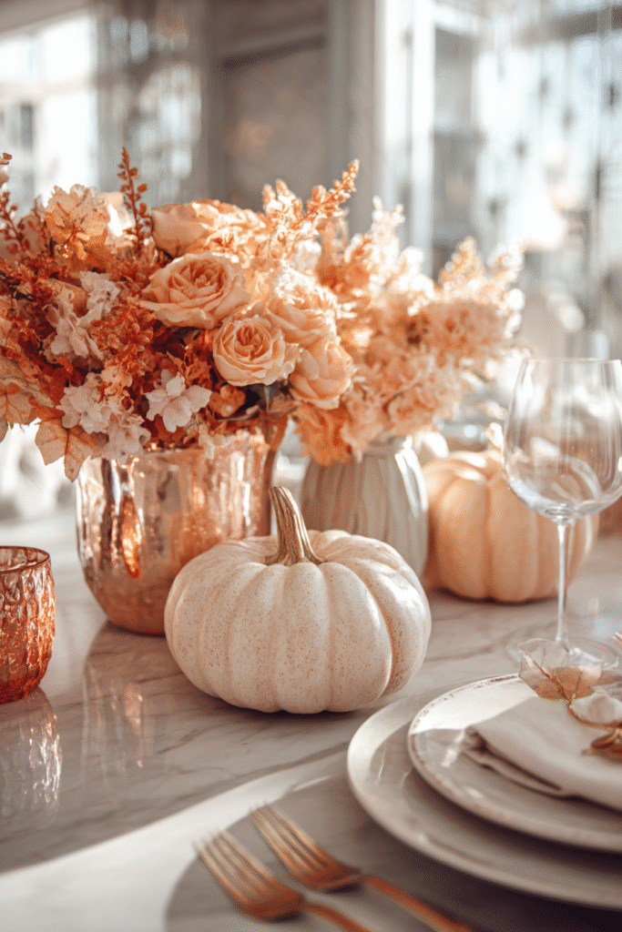 Soft Orange Thanksgiving Centerpiece Ideas
