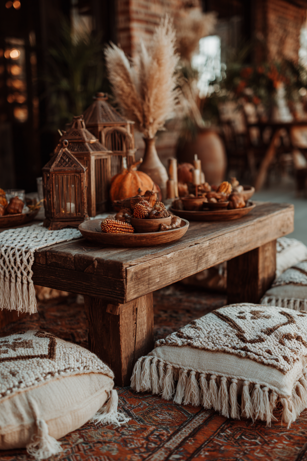 Macrame Pampas Floor Cushion Displays