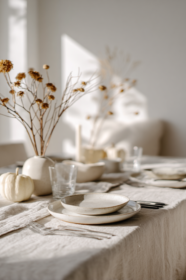 Linen Runner Preserved Branch Styling