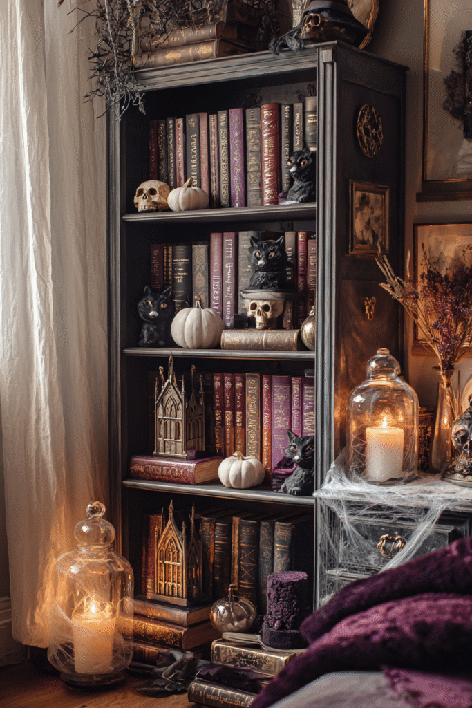 Bedroom Reading Nook Halloween Spooky Bookcase and Decor Ideas