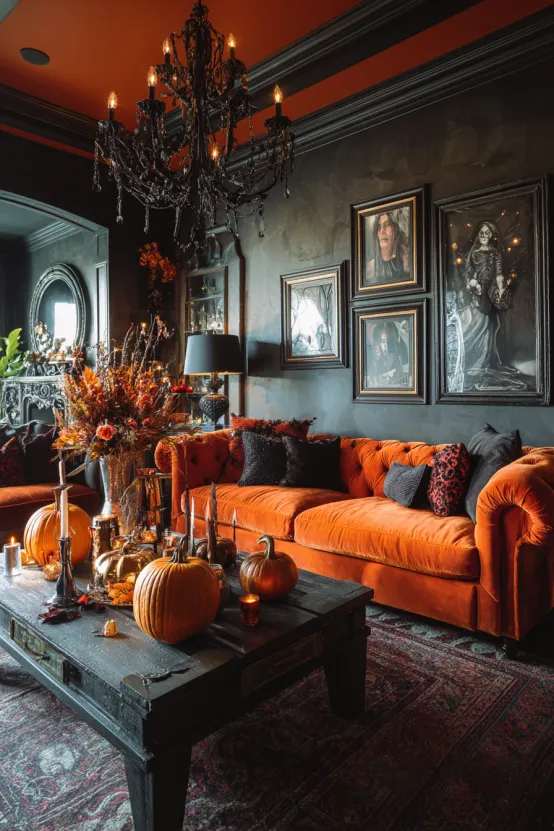 Bold Textured Halloween Horror Living Room