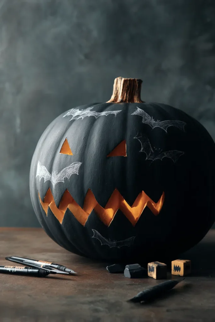 Chalkboard Paint with Deep Carved Bat and Ghost Shape Accents